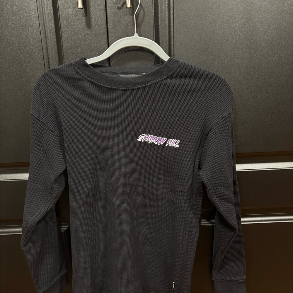 Black Long Sleeve Waffle Knit Shadow Hill Shirt